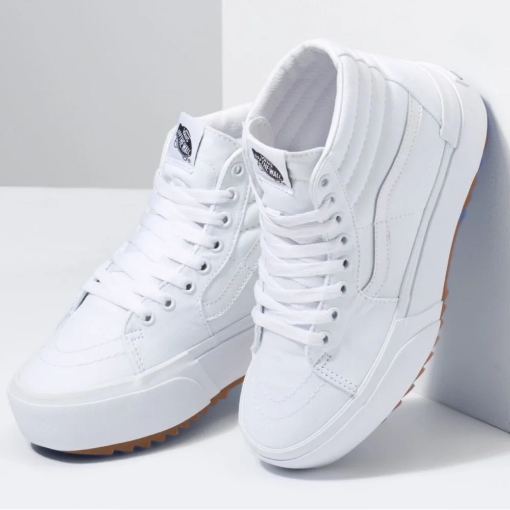 VANS | Sk8-Hi Stacked Platform Canvas Sneaker in True White/Gum